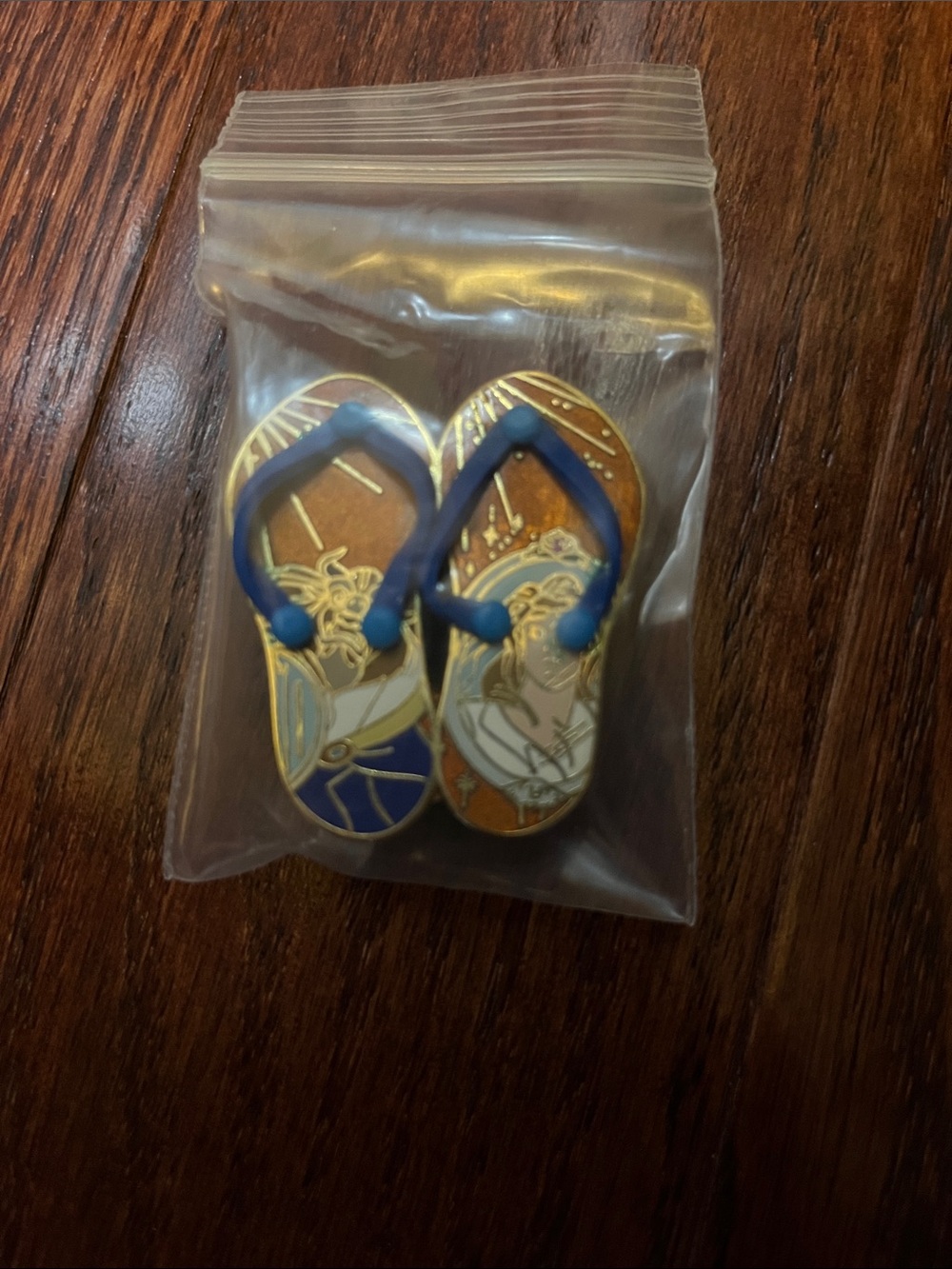 Disney Blue and Gold Kids Flip-Flop Enamel Pin